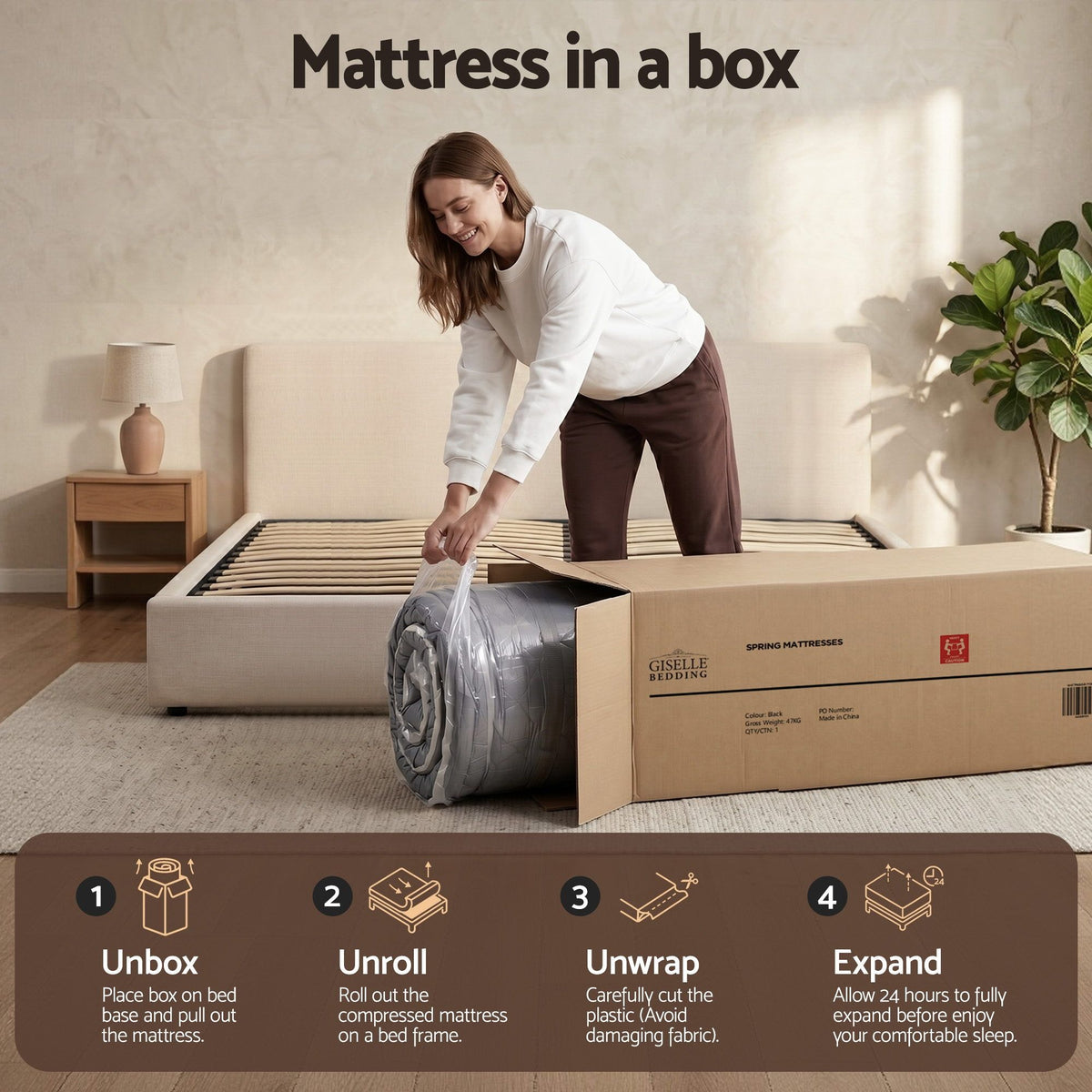 Giselle Mattress 35cm Hybrid Pocket Spring Euro Top Queen