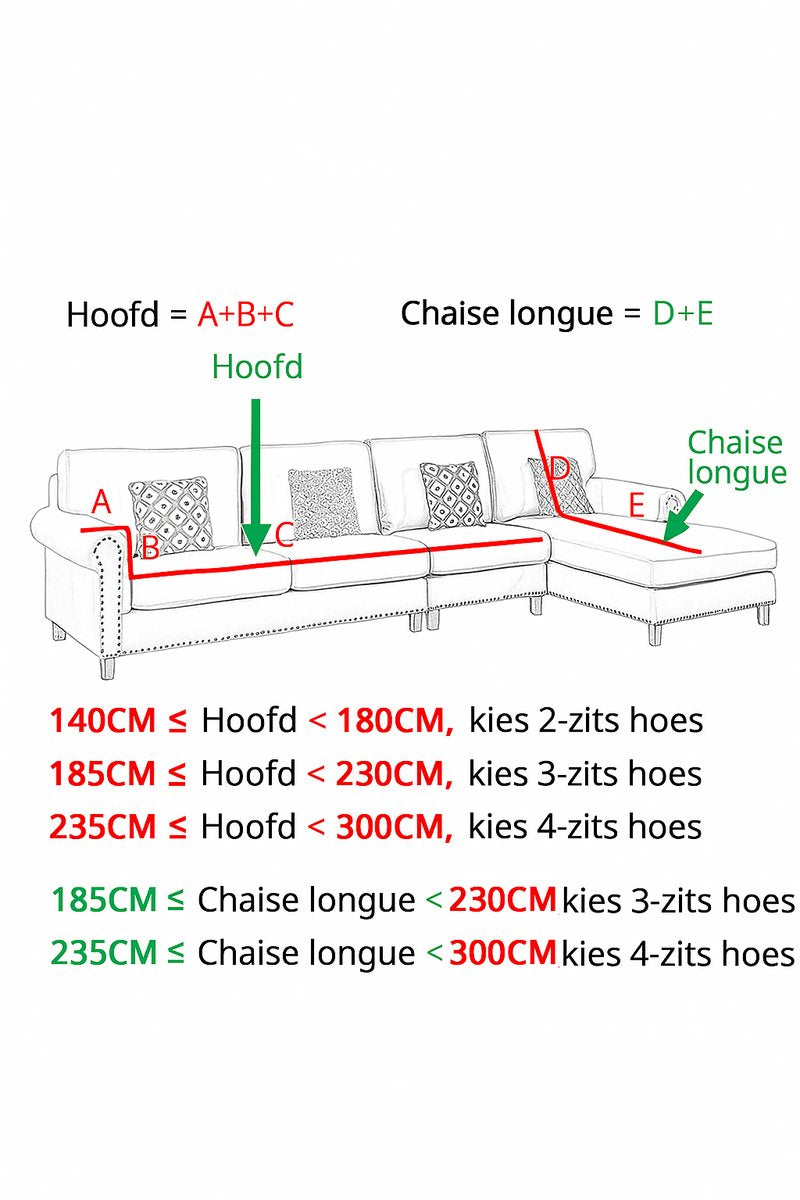 Waterproof sofa cover - Grass green jacquard leaf pattern - For 3-seater sofa (185-230 cm)