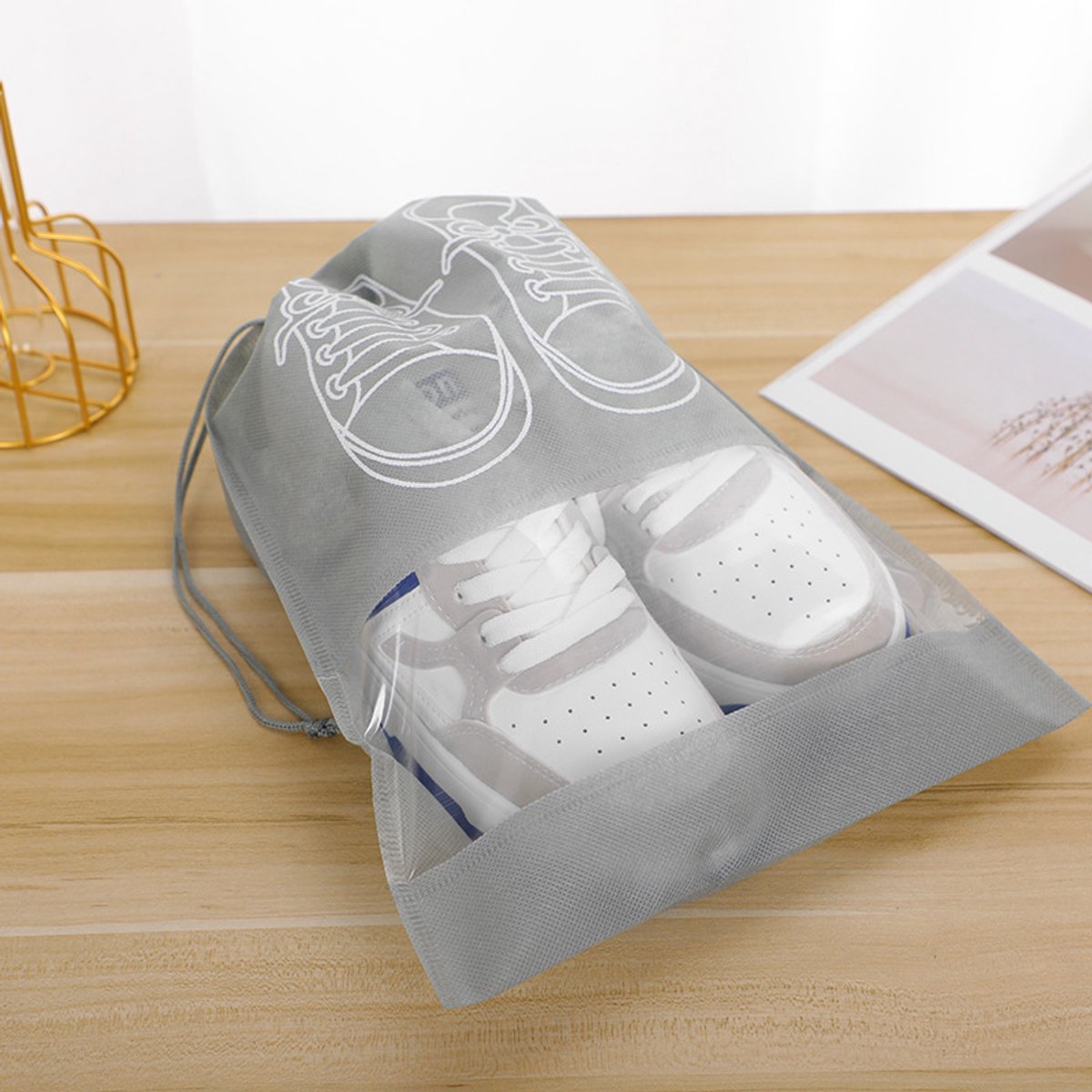 Shoe Storage Bags 5-piece – Non-woven, 36x45 cm, home/travel