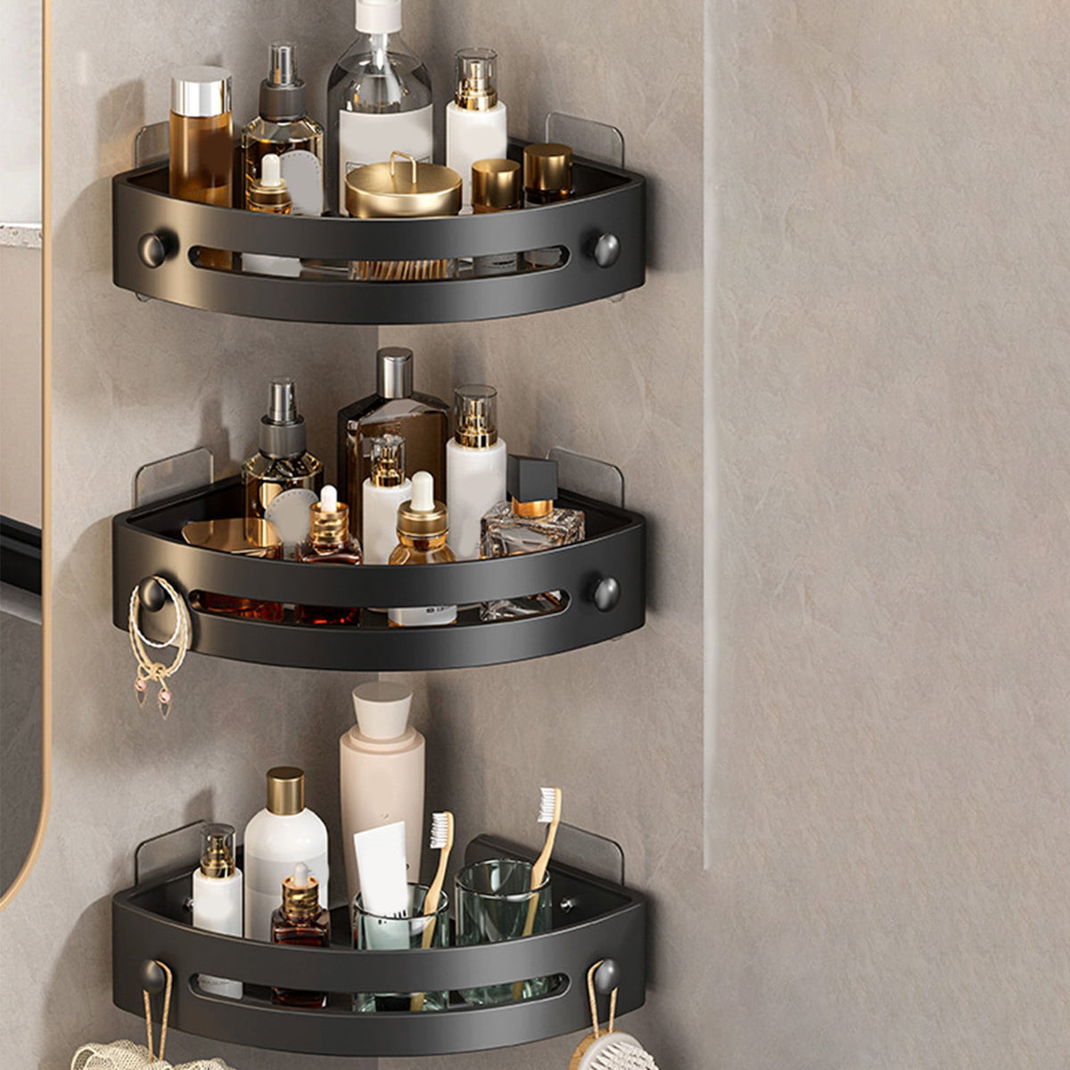 Tyidzon Bathroom Corner Shelf Gray Wall Mounted Corner Shower Caddy Kitchen Corner Shelves No Drill Shower Organizer Gray