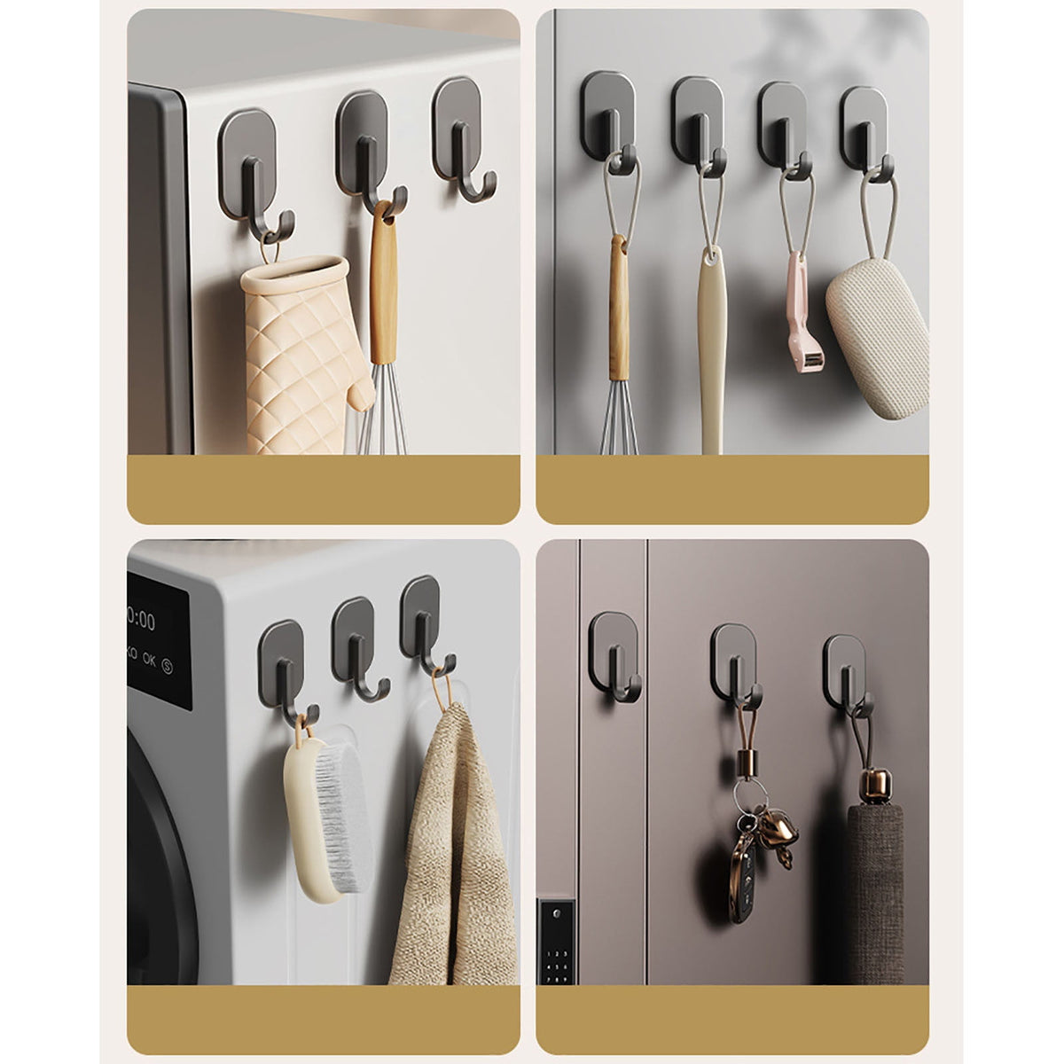 Darzheoy Magnetic Hook for Kitchen Refrigerator, Magnets Hooks Key Towel Storage Holder Bathroom Hangers, Strong Magnet Bar Hooks Storage Hanger Hanging Kitchen Utensil Black
