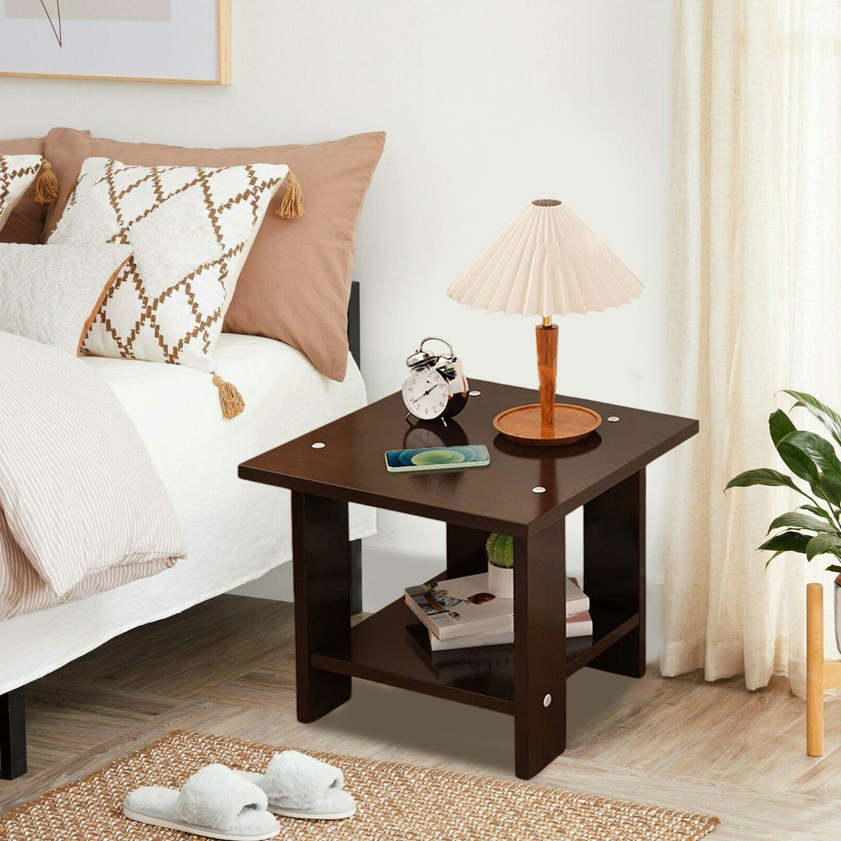 Kdkad Compact Multi-Functional Side Table, Small Accent End Table for Sofa, Bedside, Living Room & Apartment, Portable Tea Table Nightstand Black