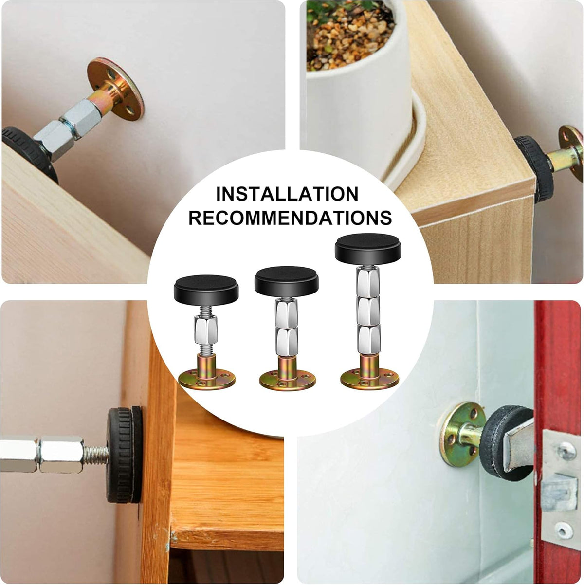 Adjustable Threaded Bed Frame Anti-Shake Tool, Headboard Stoppers, Bedside Anti Shake Tool for Beds Cabinets Sofas, 4PCs, 30-68mm