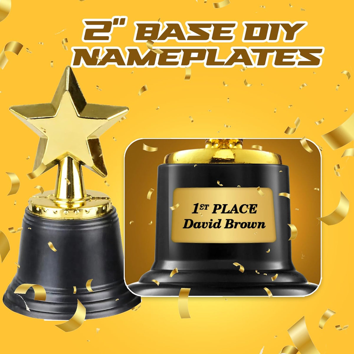 Star Trophy Awards - Pack of 12 Bulk - 4.5 Inch, Gold Award Trophies for Kids Party Favors, Props, Rewards, Winning Prizes, Competitions for Kids and Adults