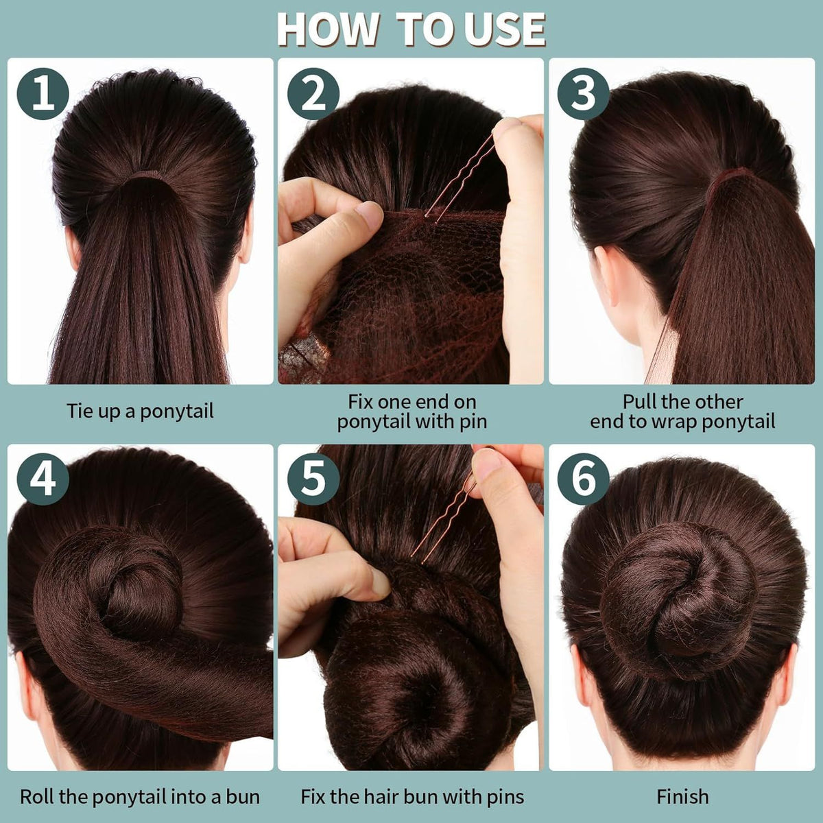 6 PCS Hair Bun Makers or Kids, 10 Invisible Bun Nets or Ballet Girls, 3PCS Extra Small 3PCS Small Donut Buns or Hair Kids, Bun Makers Hair Nets or Buns with 5 Elastics 20 Pins (Brown)