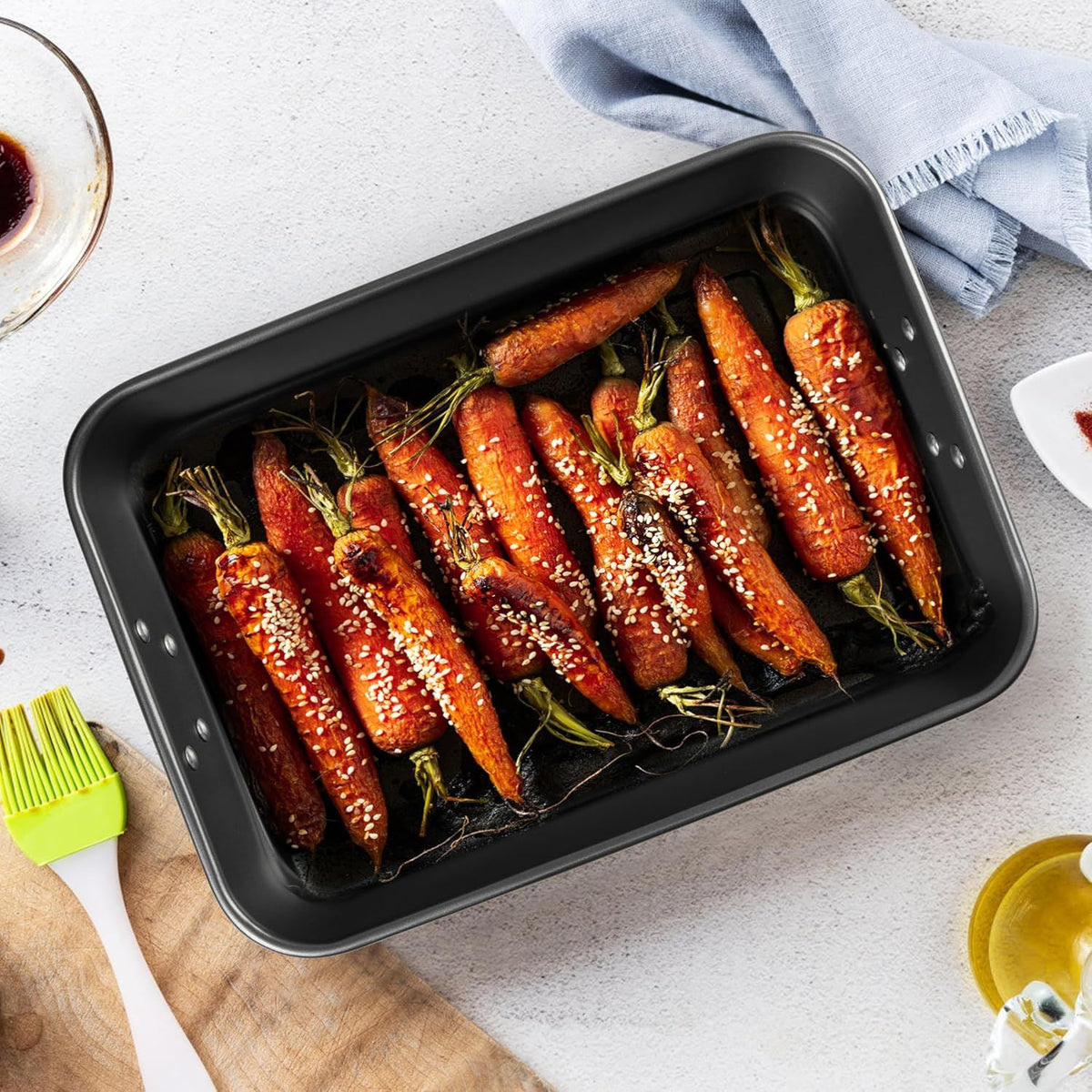 Lasagna Pan with Handles, 15x10x3 Inch Bakeware or Oven, Nonstick Rectangular Roasting Pan, Deep Baking Dish or Cake and Brownie, Heavy Duty