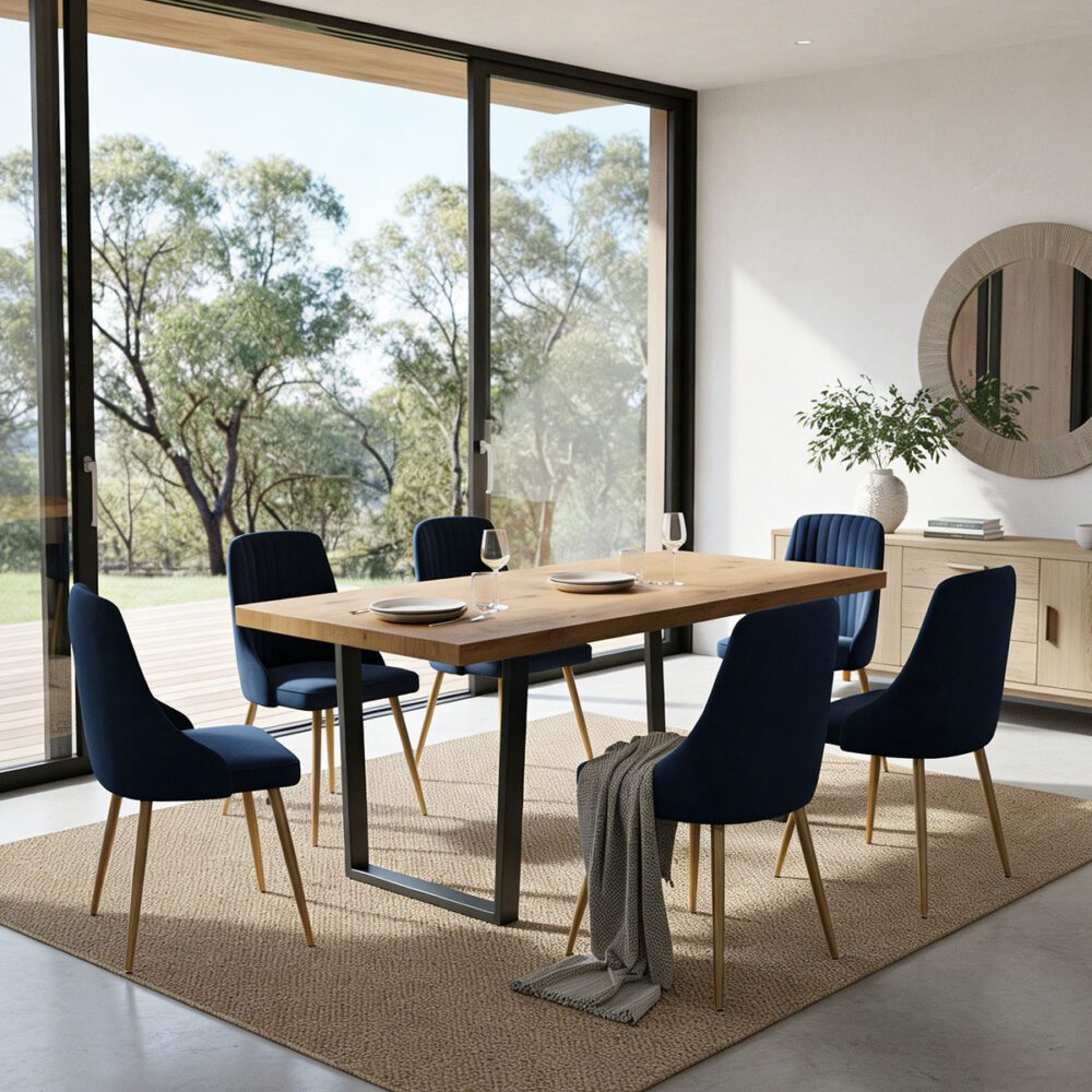 Dinero: Navy Velvet&Natural Table Set