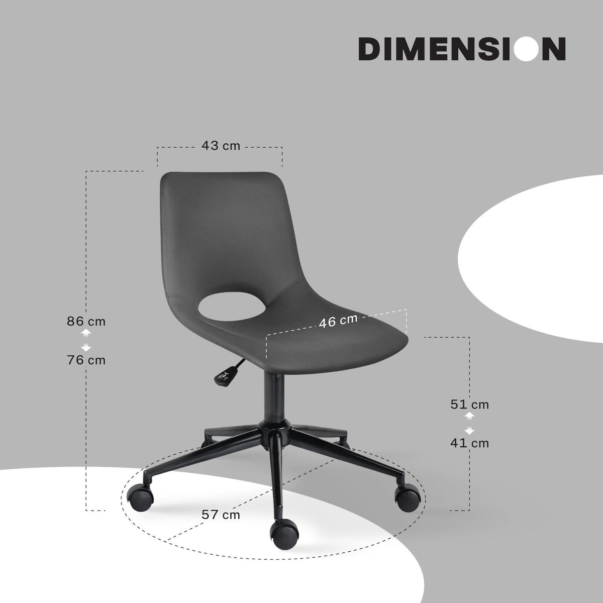 2 Set Office Desk Chair - PU Leather Home Swivel Chair Cut-Out Seat HALO GREY