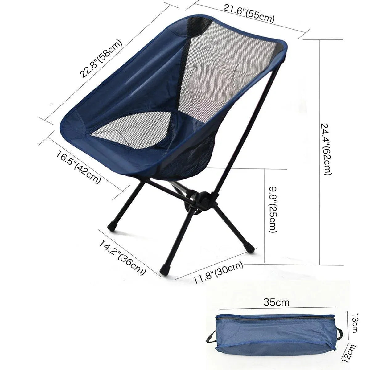 Outdoor Portable Lightweight Folding Camping Chair High Back Fishing Chair - Grey