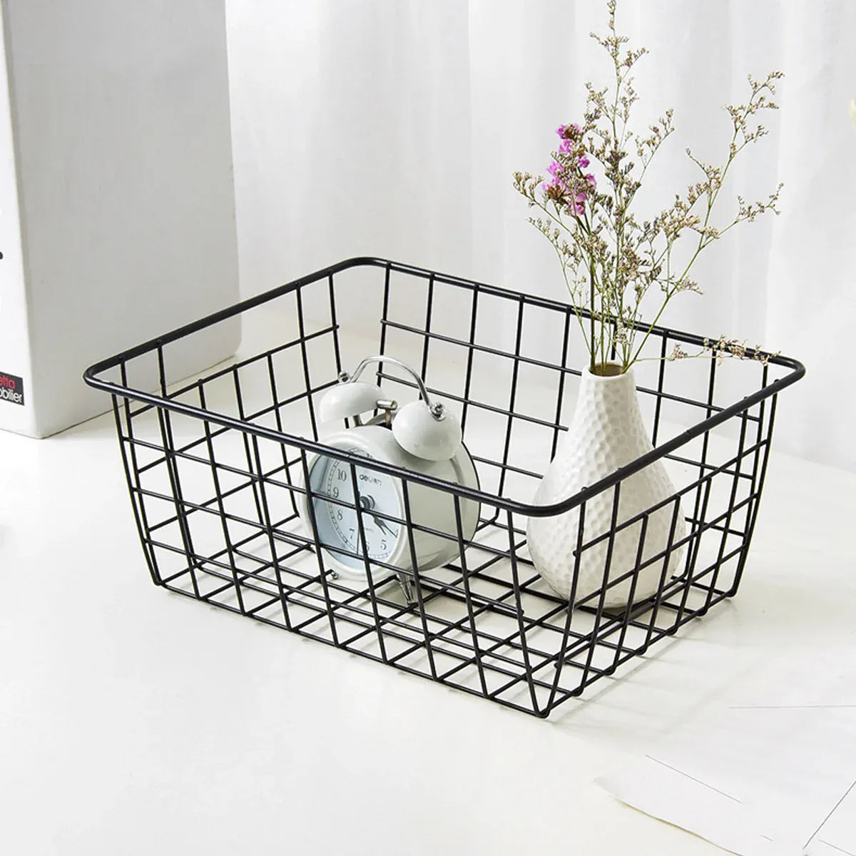 2pcs Wire Storage Basket Durable Metal Kitchen Cabinet Pantry Office Organiser
