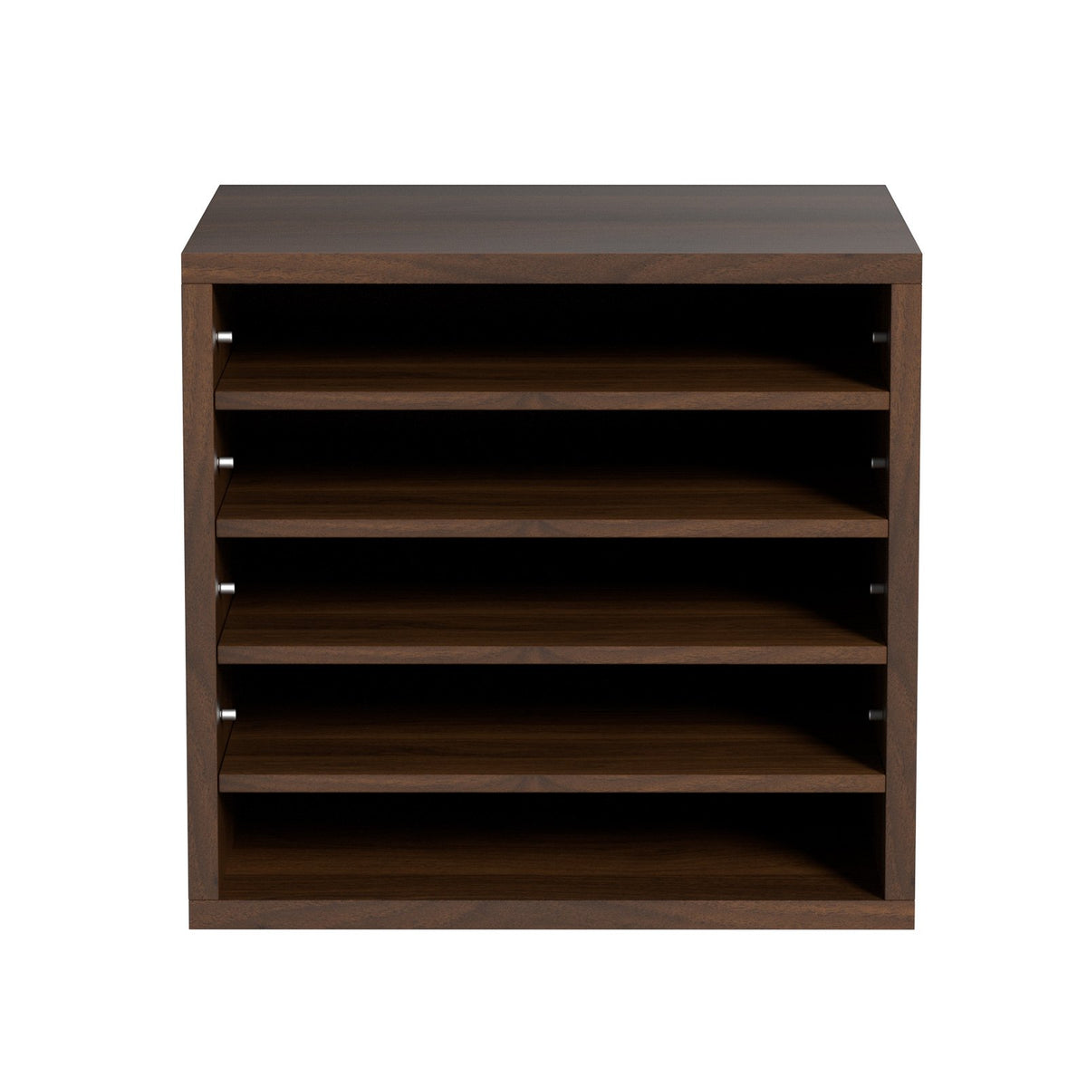 Wood Literature Organizer Adjustable File Sorter 5 Compartments Brown