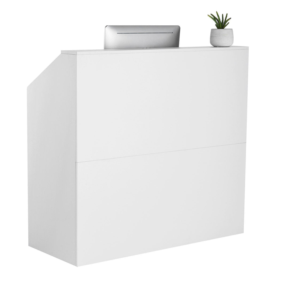 Reception Desk, 1180 x 500 x 1115 mm Rectangular Front Counter Table, Office Reception Desk, Retail Counter and Front Reception Counter, for Checkout, Lobby, Beauty Salon and Office, White