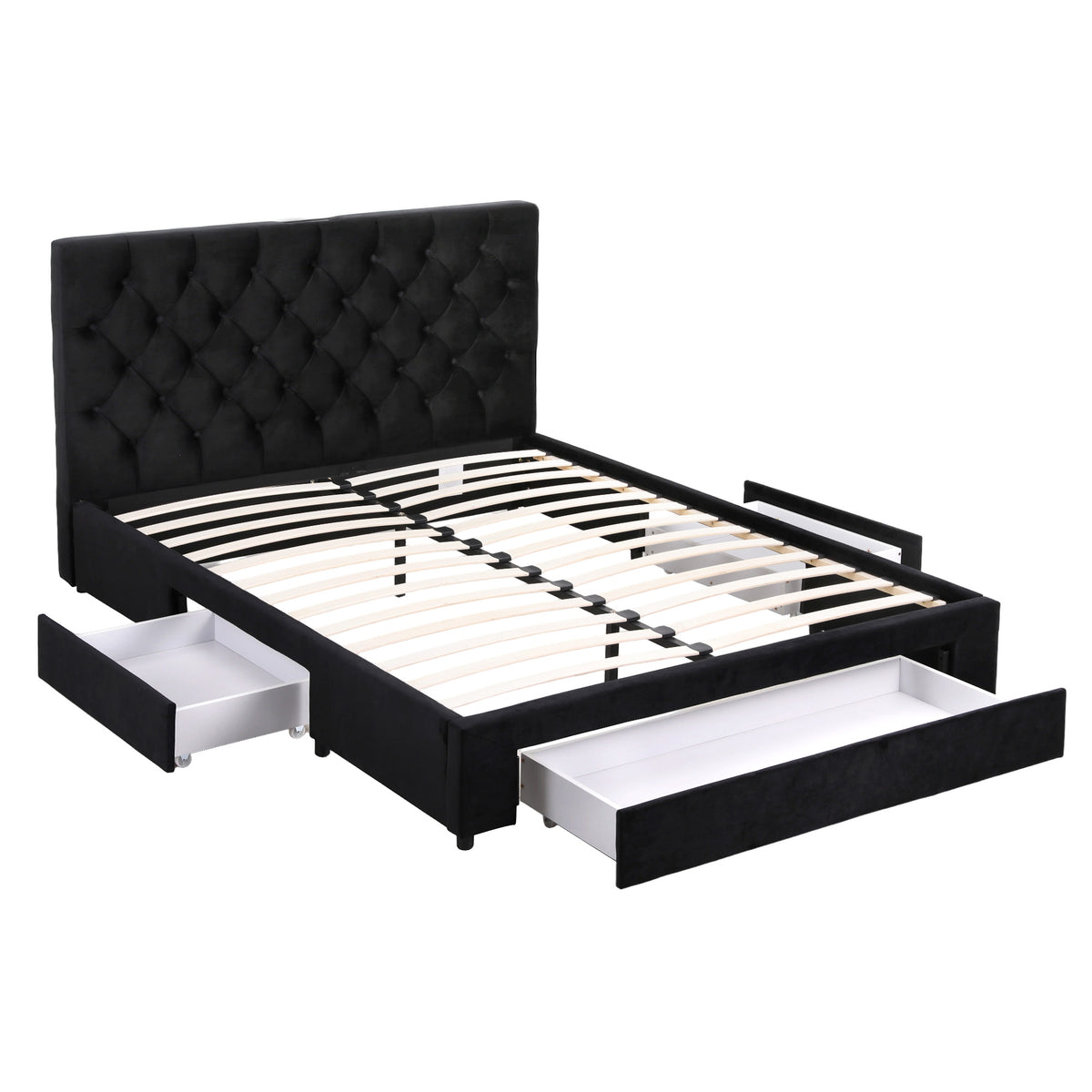 Artiss Double Bed Frame Storage Charging Station Upholstered 3 Drawers USB Type-C