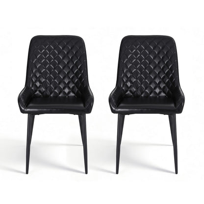 Artiss 2x Dining Chairs Retro PU Leather Kitchen Lounge Cafe Accent Chair Black