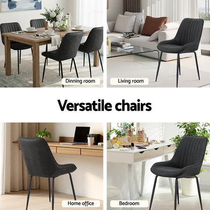 Artiss 2x Dining Chairs Retro PU Leather Kitchen Lounge Cafe Accent Chair Black