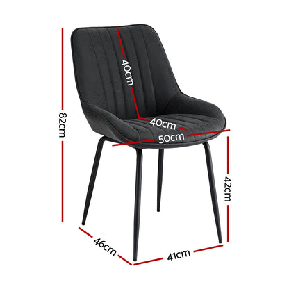 Artiss 4x Dining Chairs Retro PU Leather Kitchen Lounge Cafe Accent Chair Black
