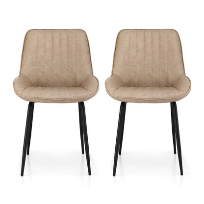 Artiss 2x Dining Chairs Retro PU Leather Kitchen Lounge Cafe Accent Chair Khaki