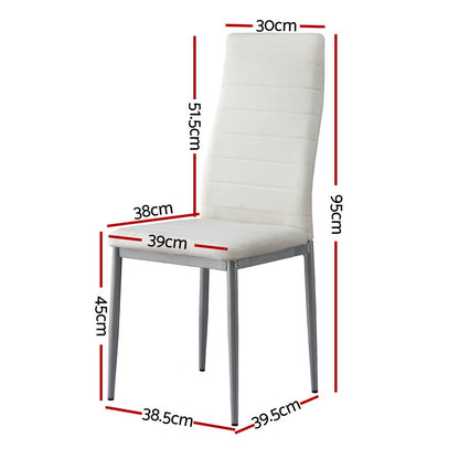 Artiss Dining Chairs Set of 4 Leather Channel Tufted White