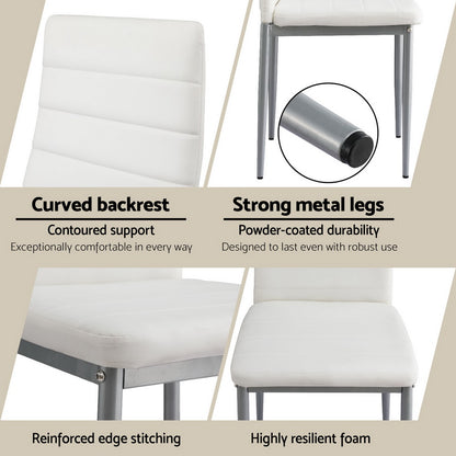 Artiss Dining Chairs Set of 4 Leather Channel Tufted White