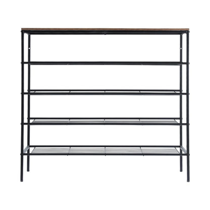 Artiss Shoe Rack 5-tier 25 Pairs Walnut Bob