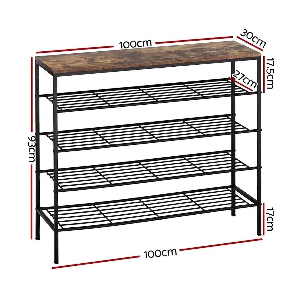 Artiss Shoe Rack 5-tier 25 Pairs Walnut Bob