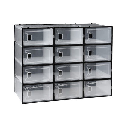 Artiss Shoe Storage Box DIY Set of 12 Stackable Black
