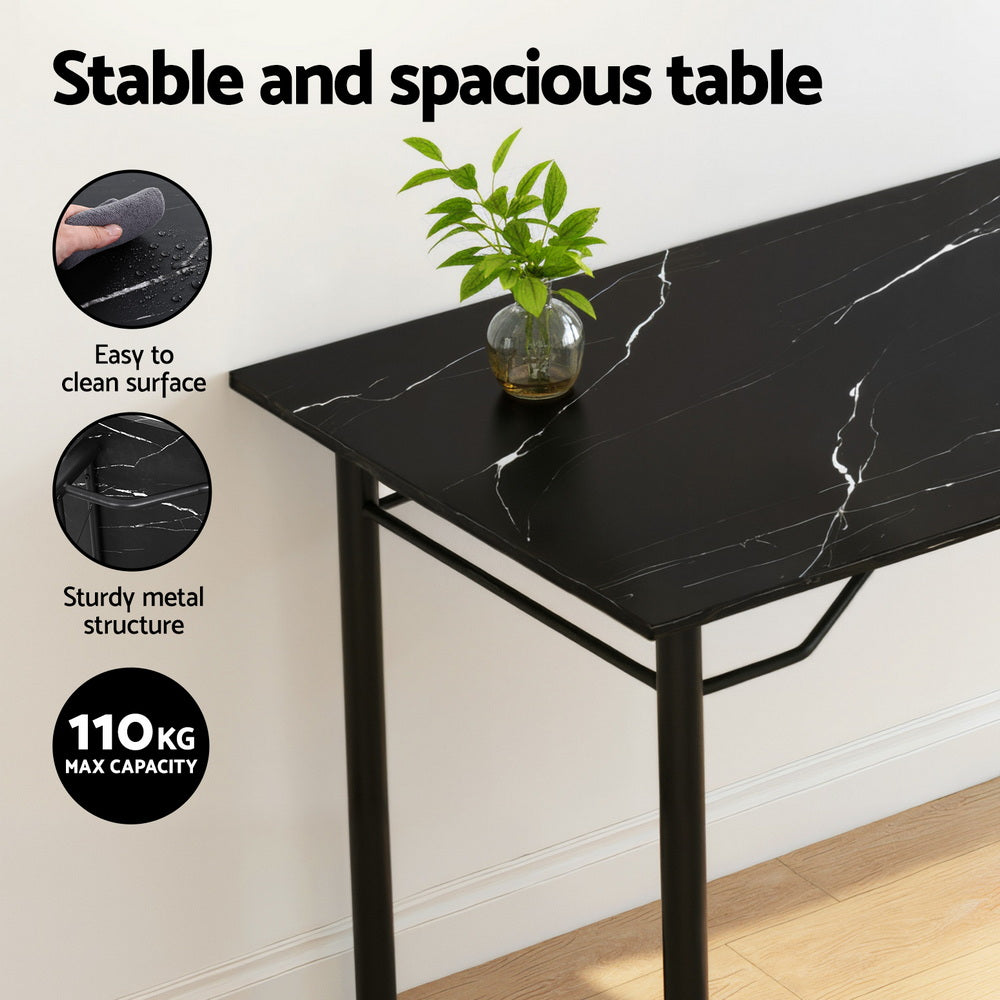 Artiss Dining Table and Chairs Set of 5 Compact Kitchen Furniture Marble Black