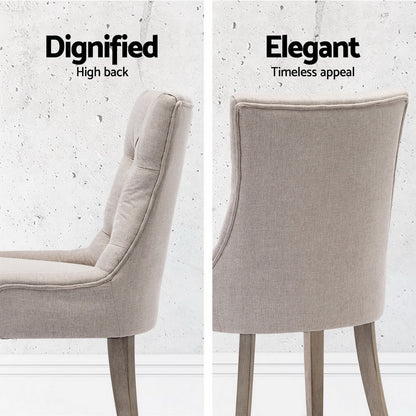 Artiss Dining Chairs Set of 4 Linen French Provincial Beige