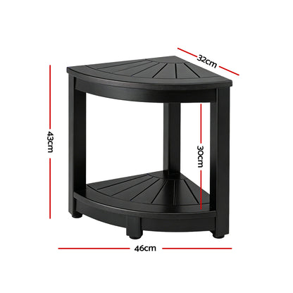 Gardeon Outdoor Coffee Side Table HDPE Desk Corner Shower Stool Bench Seat with Storage Shelf Black