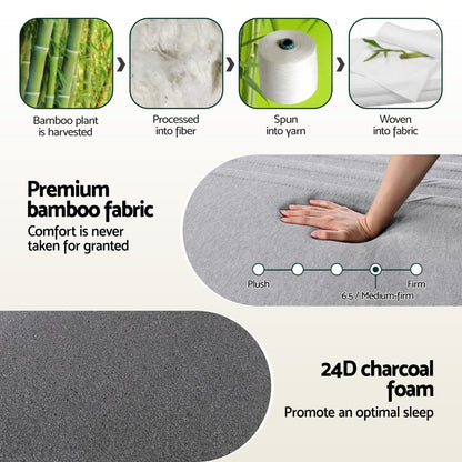 Giselle Bedding Cool Gel Memory Foam Mattress Charcoal 7-Zone Washable Bamboo Cover 15cm Single