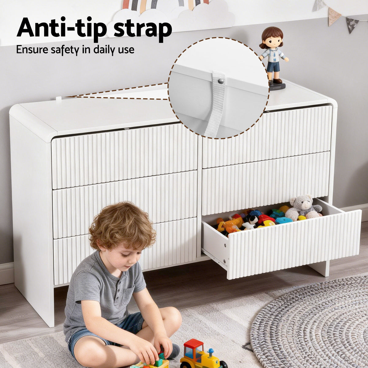 Artiss 6 Chest of Drawers Dresser Cabinet Beige