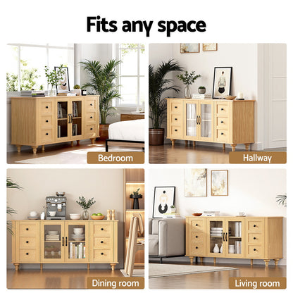 Artiss Buffet Sideboard Storage Cabinet Kitchen Cupboard Faux Drawer 150CM Pine
