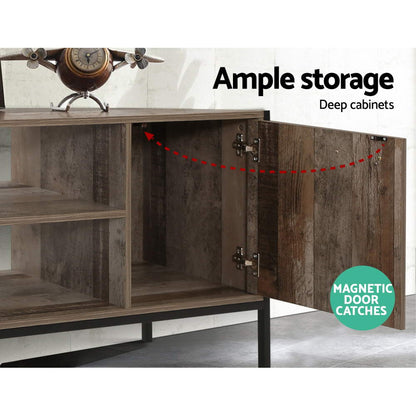 Artiss TV Cabinet Entertainment Unit Stand Storage Wood Industrial Rustic 124cm