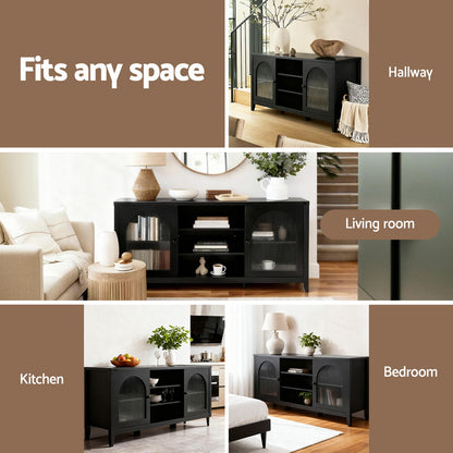 Artiss Buffet Sideboard Shelves Double Doors - Black