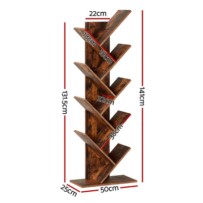 Artiss Tree Bookshelf 9 Tiers Walnut