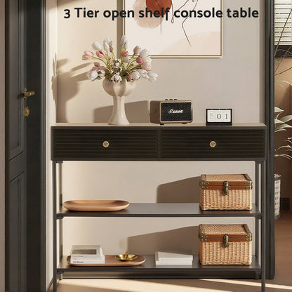 Artiss Console Table 3-Tier Black