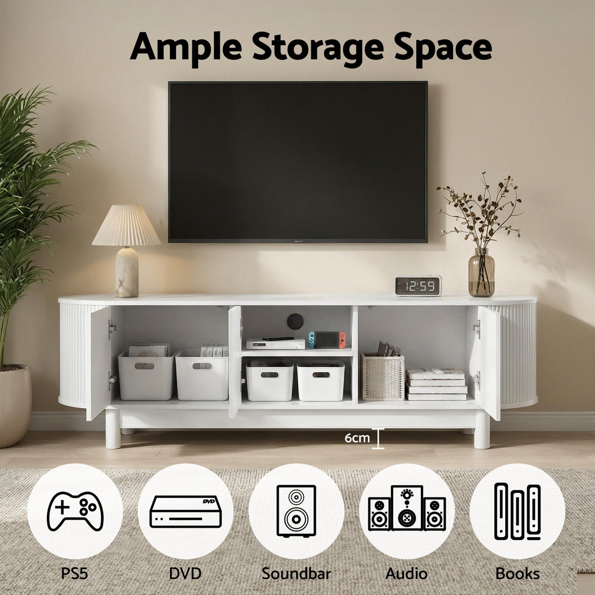 Artiss TV Unit Entertainment Unit Storage Cabinet 160cm White