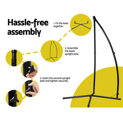 Gardeon Hammock Chair Nest Web Outdoor Swing with Steel Stand 100cm
