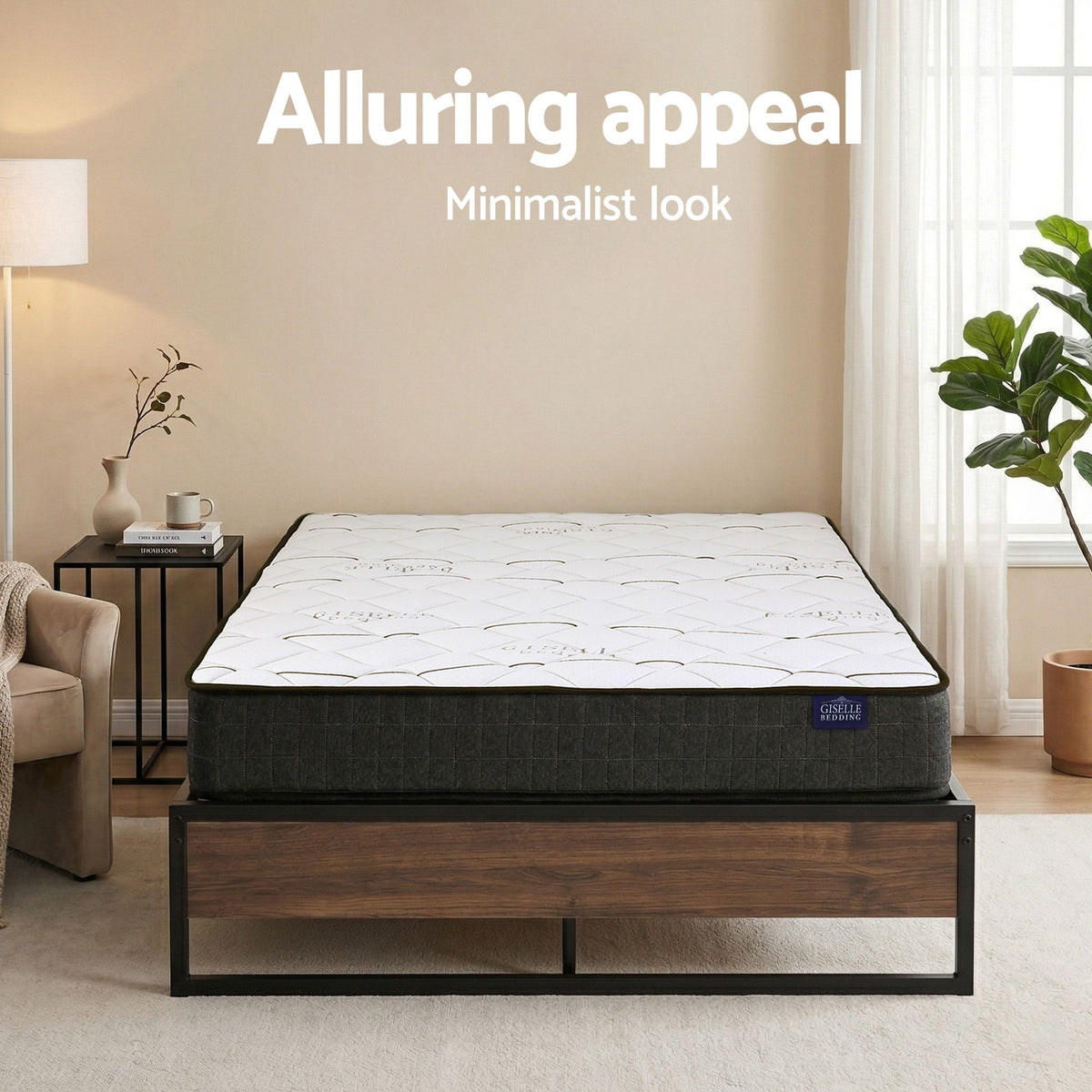 Giselle Double Mattress 16cm and Artiss Metal Bed Frame Set for Guest Rooms Studios