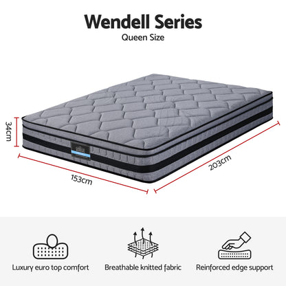 Giselle Bedding 34cm Queen Mattress Hybrid, Pocket Spring Bed Mattress