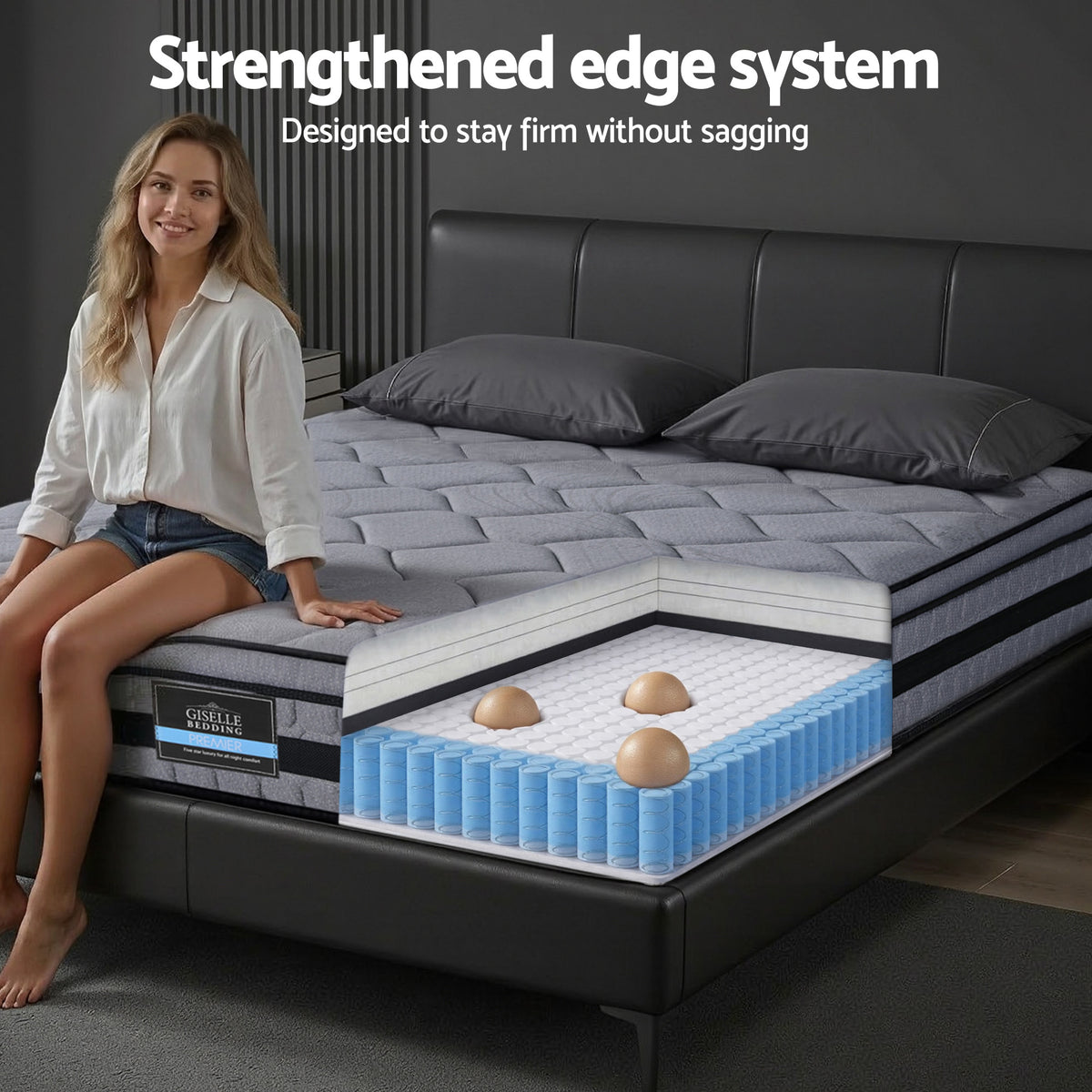 Giselle Bedding 34cm Queen Mattress Hybrid, Pocket Spring Bed Mattress