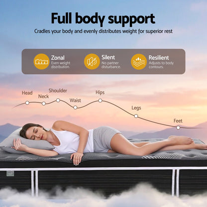 Giselle Bedding Double Mattress 35cm Euro Top with Graphene Cooling Comfort Medium Firm
