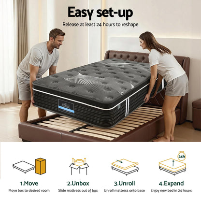 Giselle Bedding King Single Mattress 35cm Euro Top with Graphene Cooling Comfort Medium Firm