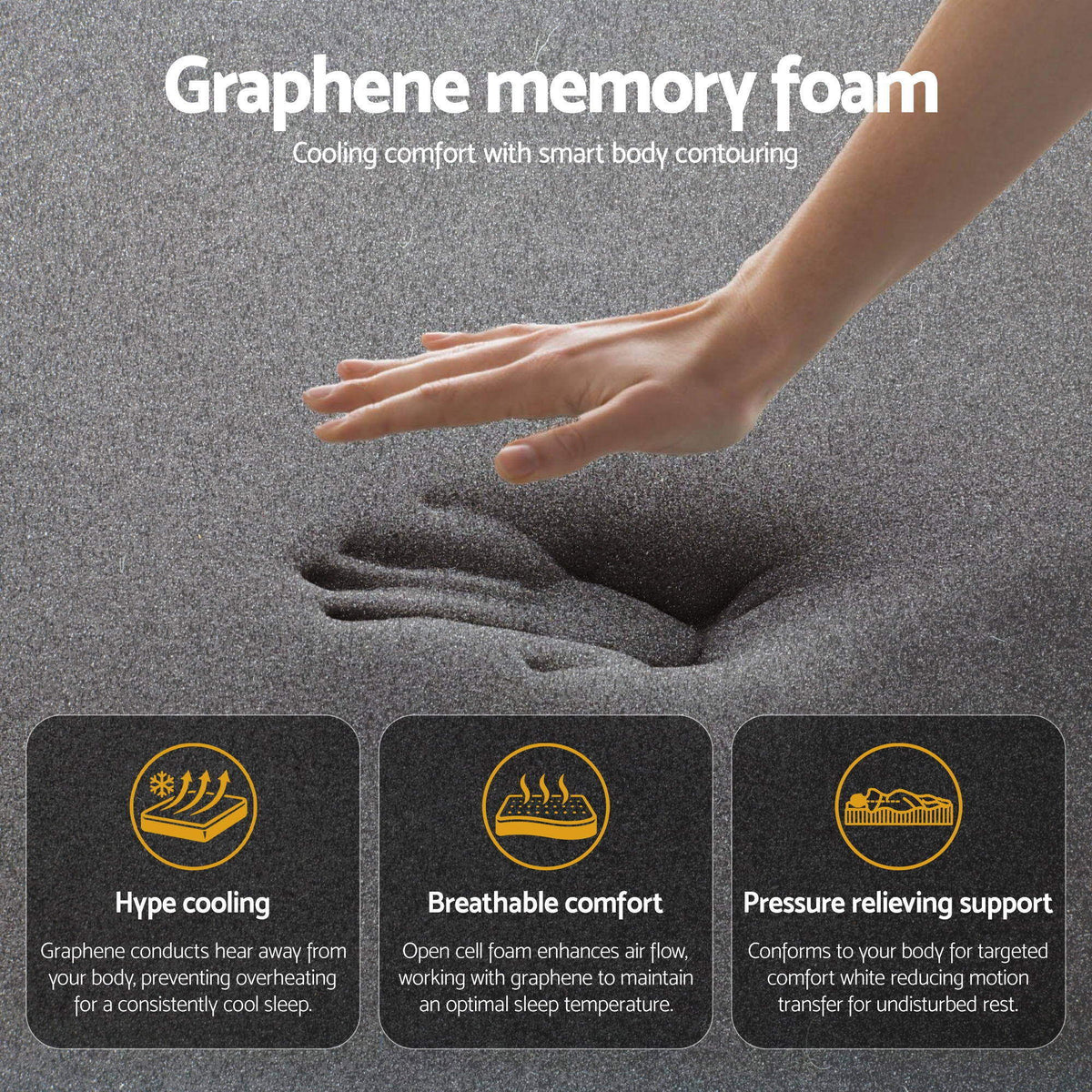 Giselle Bedding Single Mattress 35cm Euro Top with Graphene Cooling Comfort Medium Firm