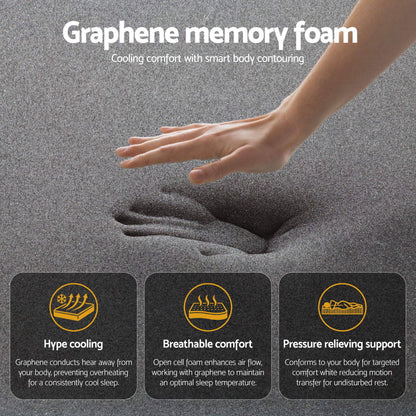 Giselle Bedding Single Mattress 35cm Euro Top with Graphene Cooling Comfort Medium Firm