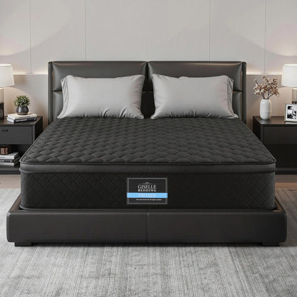 Giselle Bedding King Mattress 34cm Euro Top with 5-Zone Pocket Spring Support Black