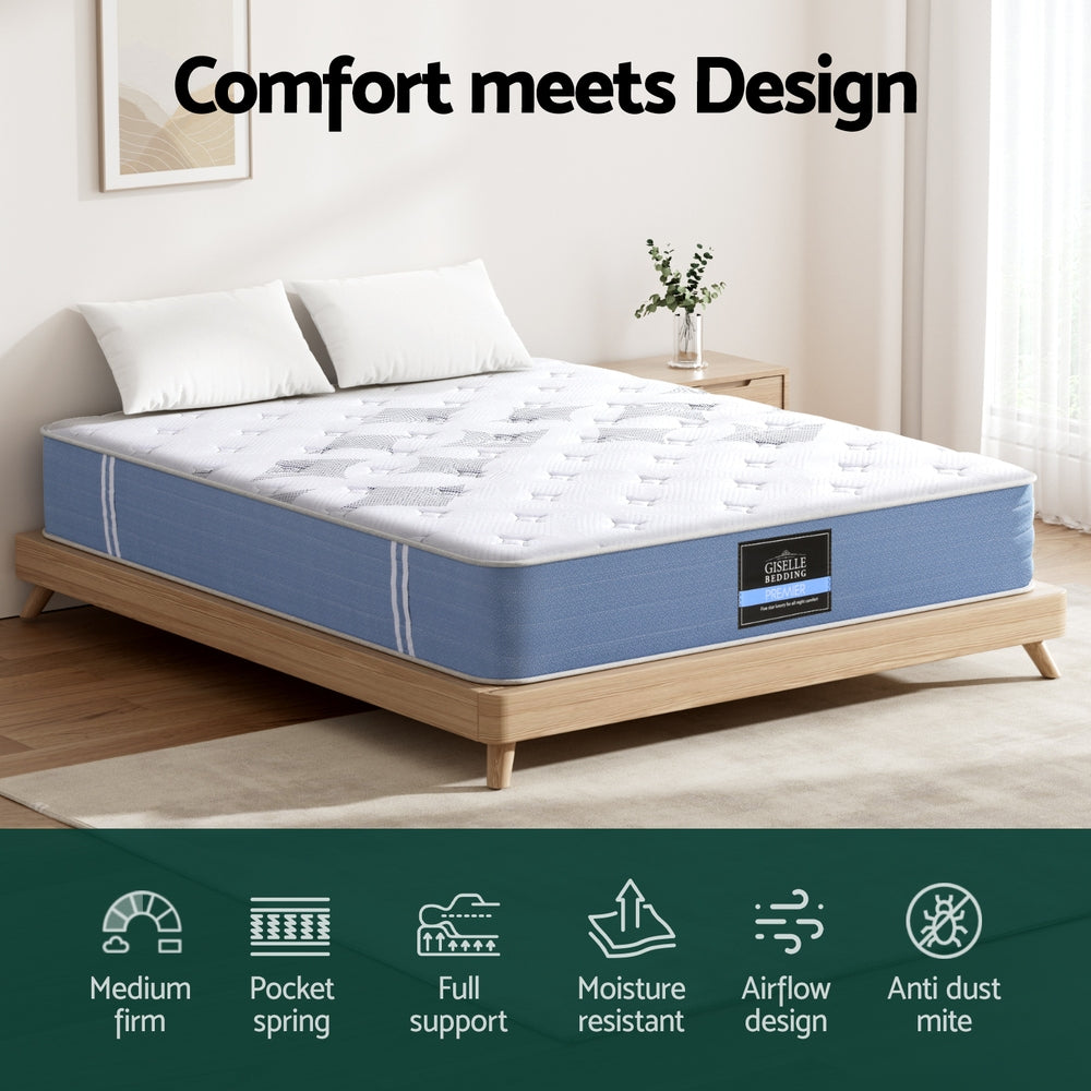 25cm Giselle Mattress King Bed Pocket Spring Mattresses