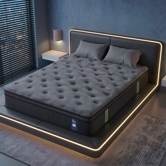 Levitex 34 cm Pocket Spring Mattress with Reinforced Edge Support & 5-Zone Pressure Relief Breathable Gel Memory Foam Hybrid Mattress for Back Pain Double