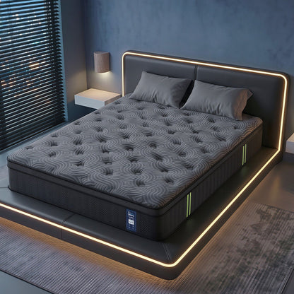 Levitex 34 cm Pocket Spring Mattress with Reinforced Edge Support & 5-Zone Pressure Relief Breathable Gel Memory Foam Hybrid Mattress for Back Pain Queen