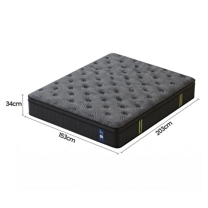 Levitex 34 cm Pocket Spring Mattress with Reinforced Edge Support & 5-Zone Pressure Relief Breathable Gel Memory Foam Hybrid Mattress for Back Pain Queen